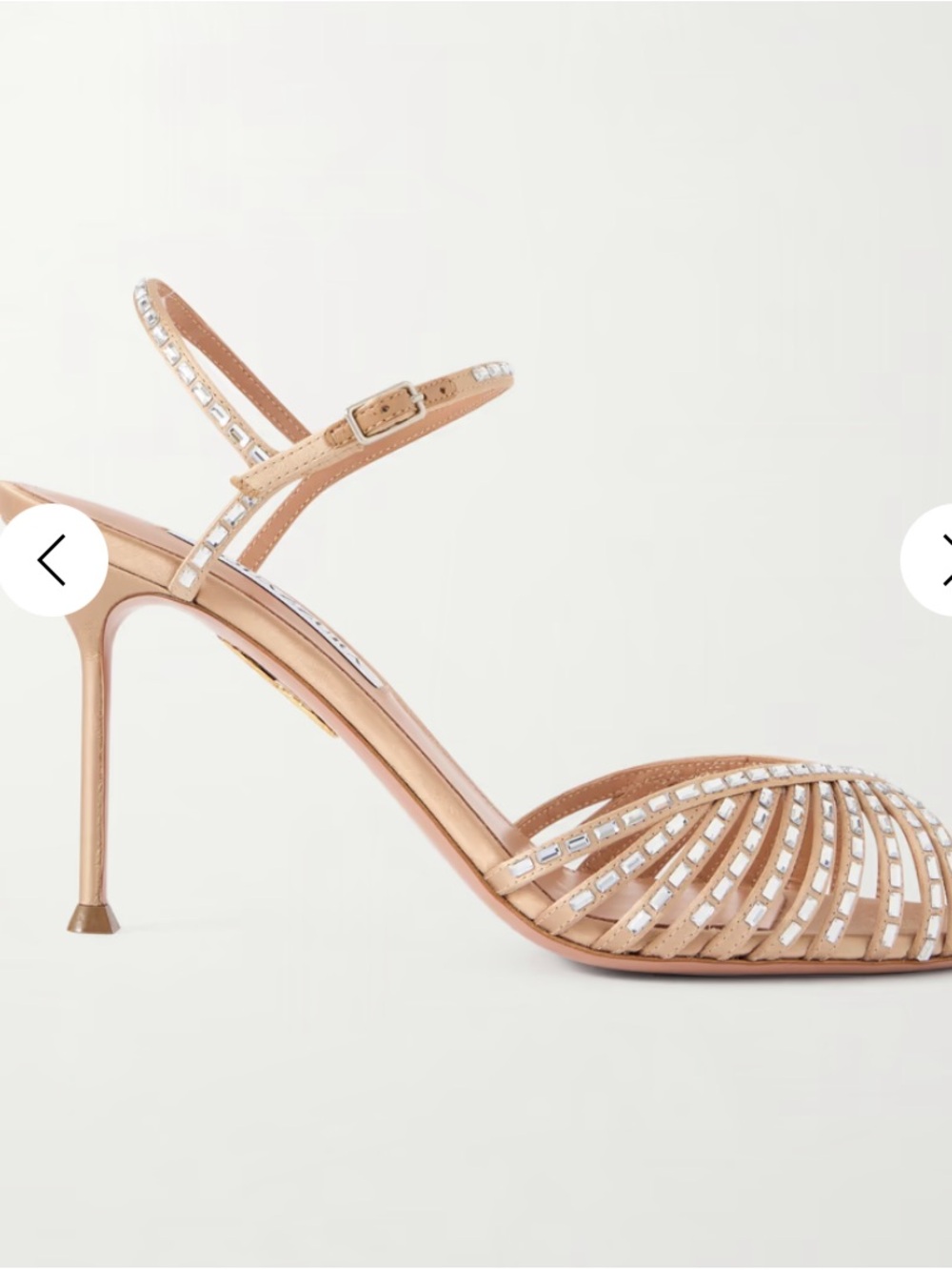 Aquazzura Nude Crystal-Embellished Strappy Stiletto Sandals
